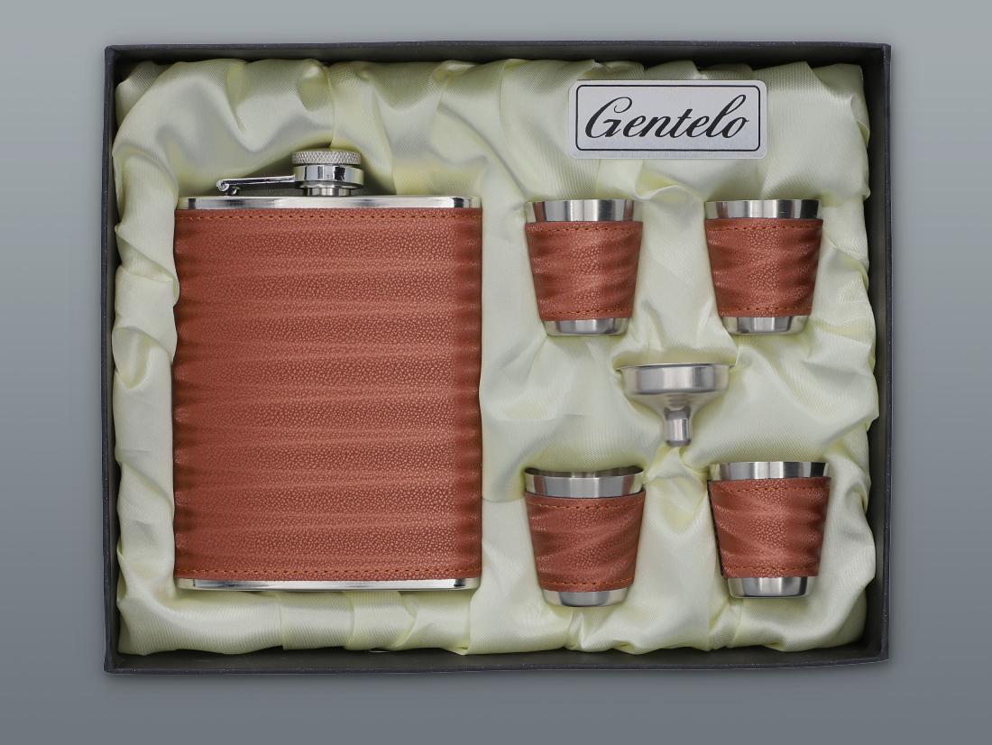 Ploskačka nerezová + 4ks štamperlíkov v darčekovej krabičke