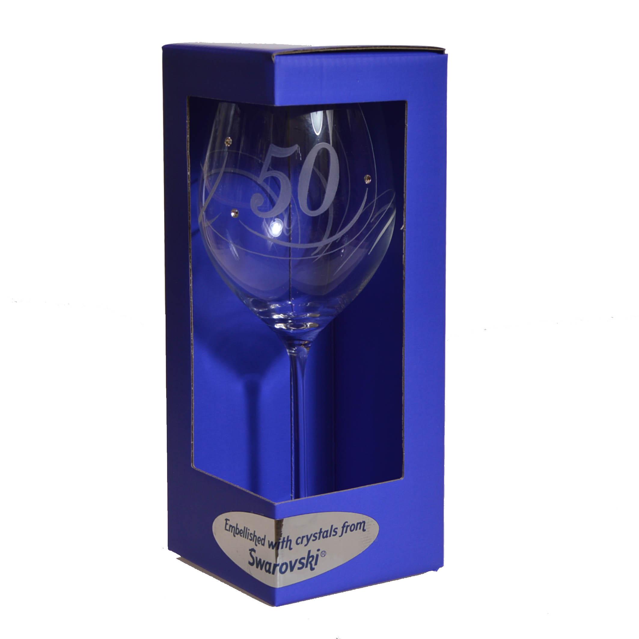 Výročný pohár na víno swarovski - K 50. narodeninám