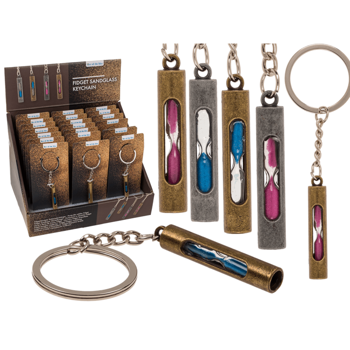 Metalový prívesok na kľúče Fidget Piesočná Hodina - Ružová