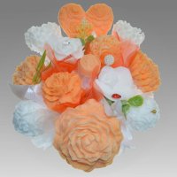 Mydlová Kytica - oranžovo - biela