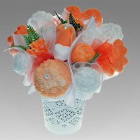 Mydlová Kytica - oranžovo - biela