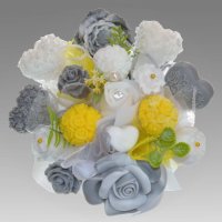 Mydlová Kytica - sivo - žlto - biela