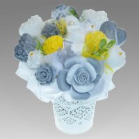 Mydlová Kytica - sivo - žlto - biela