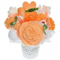 Mydlová Kytica - oranžovo - biela