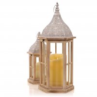 Drevený lampáš MSL2055 67,5 cm svetlo hnedý