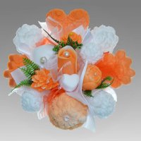 Mydlová Kytica - oranžovo - biela