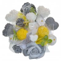 Mydlová Kytica - sivo - žlto - biela