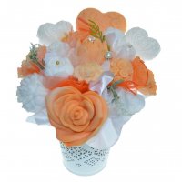 Mydlová Kytica - oranžovo - biela