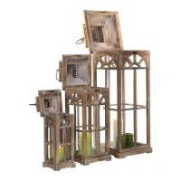 Drevený lampáš MSL3311BR - hnedý 51 cm