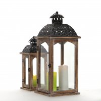 Drevený lampáš MSL2091 - 41 cm