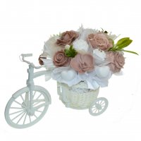 Mydlová Kytica bicykel - hnedo, biela