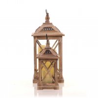 Drevený lampáš MSL2133 NATURAL - 35 cm bledo hnedý