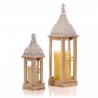 Drevený lampáš MSL2055 67,5 cm svetlo hnedý