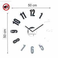 Nástenné samolepiace hodiny zrkadlo 50 - 75 cm