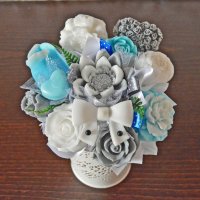 Mydlová Kytica -  tyrkysovo- sivo- biela