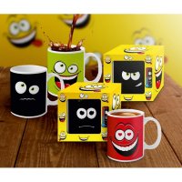 Magický hrnček - Smajlíky modrý 330ml