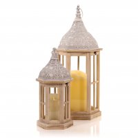 Drevený lampáš MSL2055 67,5 cm svetlo hnedý