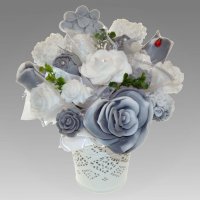 Mydlová Kytica - sivo - biela