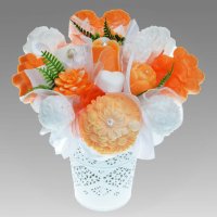 Mydlová Kytica - oranžovo - biela