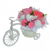 Mydlová Kytica bicykel - ružovo, biela