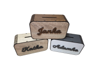 Drevená 3D pokladnička s menom alebo nápisom