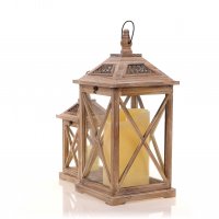 Drevený lampáš MSL2133 NATURAL - 55 cm bledo hnedý