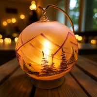 Sklenená guľa na sviečku na stojane