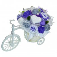 Mydlová Kytica bicykel - fialovo, sivo, biela