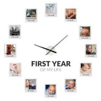 Hodiny na stenu - číselník z fotorámikov