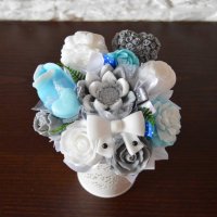Mydlová Kytica -  tyrkysovo- sivo- biela