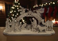 Drevený vyrezávaný betlehem – elegantná vianočná dekorácia