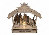 Drevený vyrezávaný betlehem – So strieškou