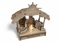 Drevený vyrezávaný betlehem – So strieškou