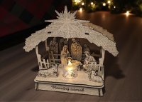 Drevený vyrezávaný betlehem – So strieškou