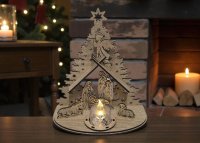 Drevený betlehem – Vianočná dekorácia so Svä­tou rodinou