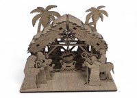 Vyrezávaný drevený betlehem so strieškou