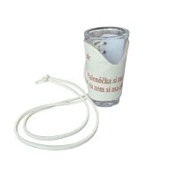 Sklenený štamperlík s koženým obalom – Palenôčka si ma zradila, na zem si ma zhodila