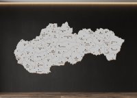 Drevená mapa Slovenska s okresmi a mestami