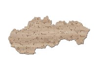 Drevená mapa Slovenska s okresmi a mestami