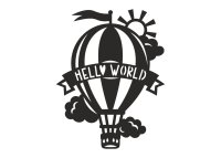 Drevený obrázok do detskej izby – Balón Hello World