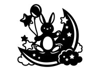 Drevený obrázok do detskej izby – Zajačik na mesiaci