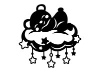 Drevený obrázok do detskej izby – Macko na oblaku