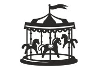 Drevený obrázok do detskej izby – Kolotoč s koníkmi