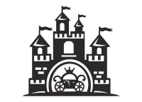 Drevený obrázok do detskej izby – Zámok s kočom