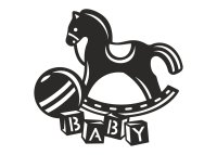 Drevený obrázok do detskej izby – Hojdací koník BABY