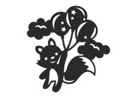 Drevený obrázok do detskej izby – Líška s balónikmi