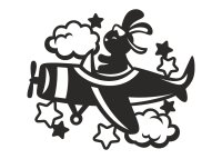 Drevený obrázok do detskej izby – Zajačik v lietadle