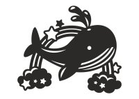 Drevený obrázok do detskej izby – Veľryba s dúhou