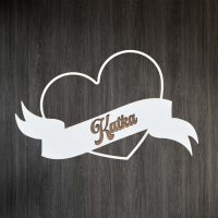 Svadobná menovka - Srdce vyrezávané