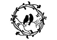 Drevený obraz – Vtáčiky v kruhu z konárikov